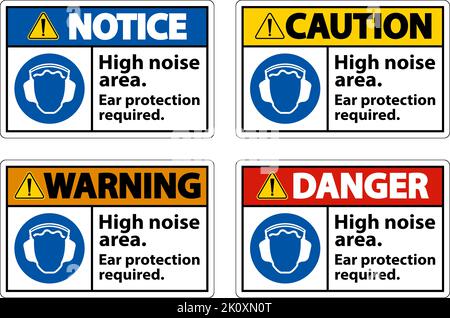 Protection des oreilles requise affiche sur fond blanc Illustration de Vecteur