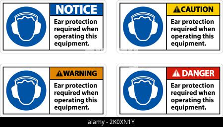 Protection des oreilles requise affiche sur fond blanc Illustration de Vecteur