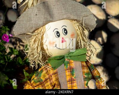 Poupée Scarecrow dans le jardin Banque D'Images