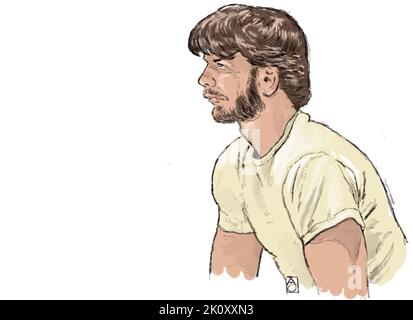 2022-09-14 10:00:00 MAASTRICHT - dessin de cour de Donny M., l'homme suspecté d'enlèvement et de meurtre de Gino, 9 ans, à Limbourg. Gino a disparu le mercredi 1 juin en jouant à l'extérieur. Sur 4 juin, la police a arrêté M., âgé de 22 ans, dans son domicile de Geleen. Peu plus tard, il a signalé où était le corps de Gino. ANP ALOYS OOSTERWIJK pays-bas hors - belgique hors Banque D'Images