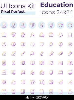 Plate-forme d'apprentissage à distance pixel Perfect gradient linéaire icônes ensemble Illustration de Vecteur