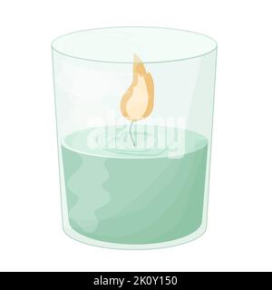 Bougie de soja parfumée en verre, décoration de spa, artisanat de style dessin animé isolé sur fond blanc. Accessoire d'aromathérapie. Illustration vectorielle Illustration de Vecteur