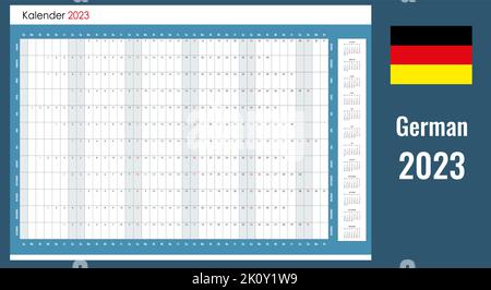 2023 planificateur. Calendrier au format horizontal standard et style simple. Dimanche de couleur rouge clair. Organisateur mural, modèle de planificateur annuel. Illustration de Vecteur