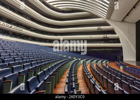 Intérieur du Palau des Arts Reina Sofía à la Cité des Arts et des Sciences (Ciutat des Arts i les Ciències) à Valence, Espagne. Banque D'Images