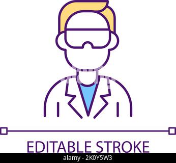 Scientifique avec lunettes et icône de couleur RVB uniforme Illustration de Vecteur