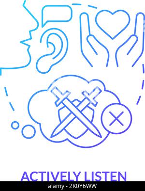 Écoutez activement l'icône de concept de dégradé bleu Illustration de Vecteur
