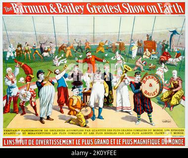 The Barnum & Bailey Greatest Show on Earth, Circus Poster in French, par Strobridge Lithograph Company, 1898 Banque D'Images