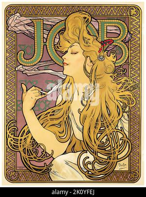 Job, affiche vintage design par Alphonse Mucha, 1896 Banque D'Images