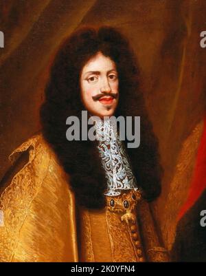 Leopold I (1640-1705), empereur romain Saint (1658-1705), portant l'ordre de la Toison d'or, portrait peint à l'huile par le bloc Benjamin, avant 1690 Banque D'Images