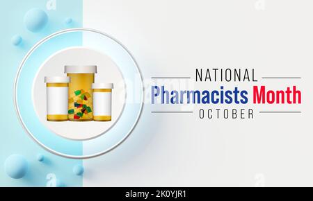 Le mois national des pharmaciens est observé chaque année en octobre, afin de reconnaître les contributions des pharmaciens aux soins de santé et de partager les effets positifs Banque D'Images