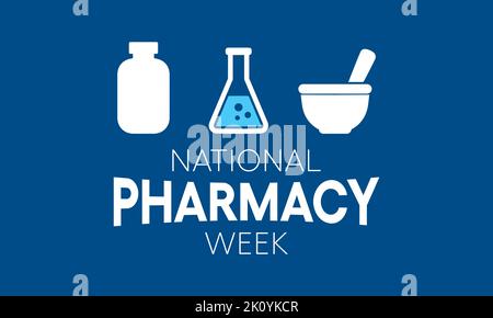 La semaine nationale de la pharmacie est célébrée chaque année en octobre afin de sensibiliser vos patients et vos collègues au rôle vital des pharmaciens Illustration de Vecteur