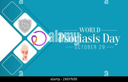 La journée mondiale du psoriasis est observée chaque année sur 29 octobre, c'est une condition de peau qui provoque des taches rouges, flaques, croûtes de peau Illustration de Vecteur