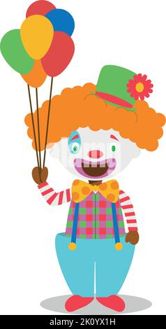 Illustration vectorielle mignon d'un clown noir ou afro-américain. Illustration de Vecteur