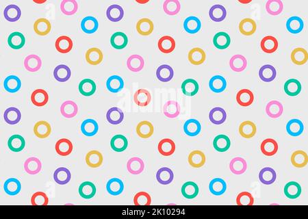Motif rétro sans couture festif avec cercles colorés et lumineux au hasard. Joli arrière-plan horizontal à pois tendance. Modèle de bannière géométrique abstrait Illustration de Vecteur