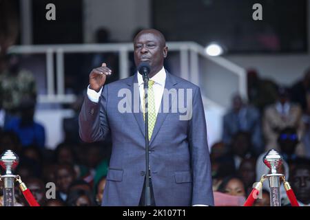 Nairobi, Kenya. 13th septembre 2022. Le Président de la République du Kenya Rigathi Gachagua prononce son discours inaugural au Moi International Sports Centre de Kasarani, Nairobi, après son investiture. Crédit : SOPA Images Limited/Alamy Live News Banque D'Images