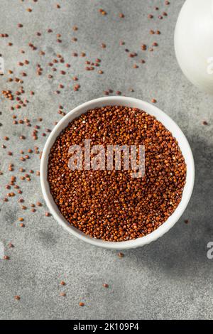 Graine de quinoa rouge biologique brute dans un bol Banque D'Images