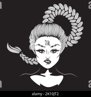 Abstrait fantaisie Scorpion fille, signe de zodiaque avatar design. Illustration de Vecteur