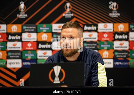 Louvain, Belgique. 14th septembre 2022. Lasse Nielsen de Malmo photographiée lors d'une conférence de presse de l'équipe suédoise FC Malmo, le mercredi 14 septembre 2022 à Louvain, en préparation du match de demain contre l'équipe belge de football Royale Union Saint-Gilloise le jour 2 de la scène du groupe de l'UEFA Europa League. BELGA PHOTO DAVID PINTENS crédit: Belga News Agency/Alay Live News Banque D'Images