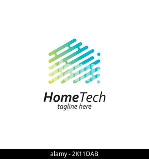 icône moderne de la maison intelligente. Modèle de conception du logo Creative TECH House Illustration de Vecteur