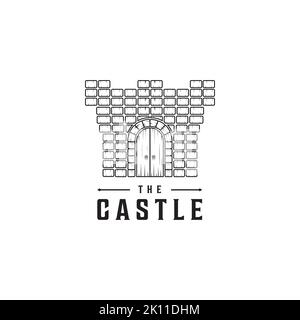 Modèle de logo Castle. Vecteur d'icône de style de ligne de château abstrait Illustration de Vecteur