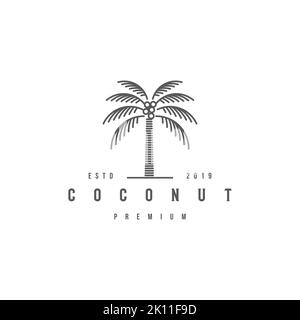 modèle de conception de logo de noix de coco haut de gamme. Inspiration pour l'icône de l'arbre de palmiers Illustration de Vecteur