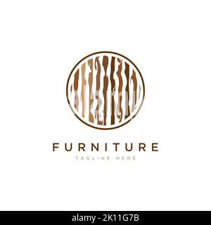 wood texture symbol. furniture logo design Stock Vector