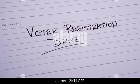 Rappel du calendrier pour la Journée nationale d'inscription des électeurs sur 20 septembre 2022 aux États-Unis. Banque D'Images