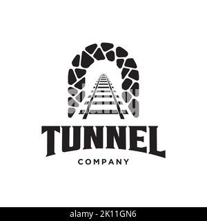 modèle de conception de rail avec logo de tunnel Illustration de Vecteur