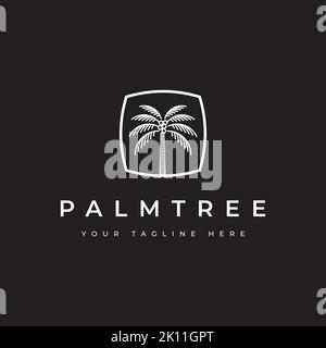Modèle vectoriel de conception de logo d'arbre de noix de coco. Icône Palm Tree Illustration de Vecteur