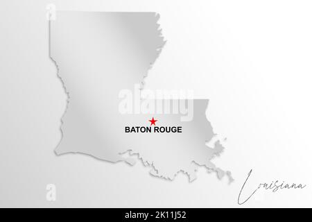 Carte de Louisiane isolée sur fond blanc, rendu 3D Banque D'Images