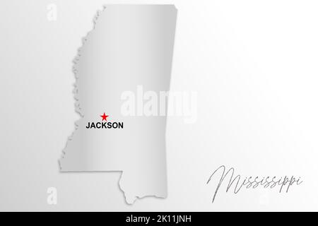 Carte du Mississippi isolée sur fond blanc, rendu 3D Banque D'Images