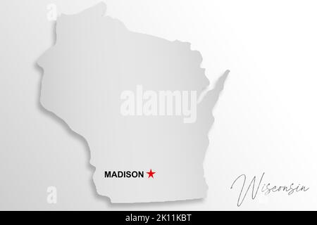 Carte du Wisconsin isolée sur fond blanc, rendu 3D Banque D'Images