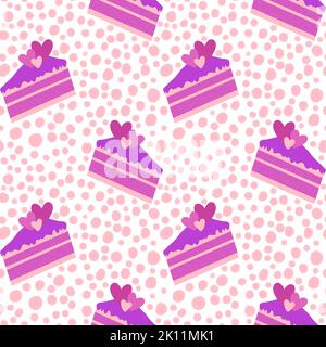 Motif gâteau d'anniversaire sans couture coeur de Saint-Valentin pour emballer papier et vêtements pour enfants imprimé et accessoires de fête, tissus et emballages. Condition élevée Banque D'Images