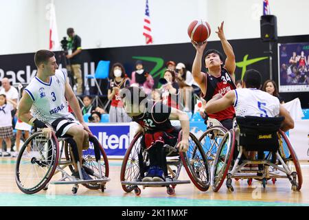 Phuket, Thaïlande. 14th septembre 2022. Satoshi Shiota (JPN) basketball en fauteuil roulant : 2021 IWBF hommes U23 Championnat du monde de basketball en fauteuil roulant quart de finale match entre le Japon 64-43 Israël au complexe sportif de l'Université Prince de Songkla, campus de Phuket à Phuket, Thaïlande . Credit: AFLO/Alay Live News Banque D'Images