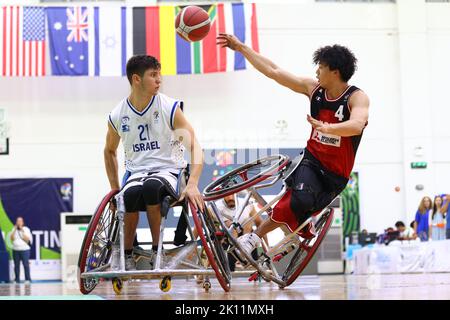 Phuket, Thaïlande. 14th septembre 2022. Yoshinobu Takamatsu (JPN) basketball en fauteuil roulant : 2021 IWBF hommes U23 Championnat du monde de basketball en fauteuil roulant quart de finale match entre le Japon 64-43 Israël au complexe sportif de l'Université Prince de Songkla, campus de Phuket à Phuket, Thaïlande . Credit: AFLO/Alay Live News Banque D'Images