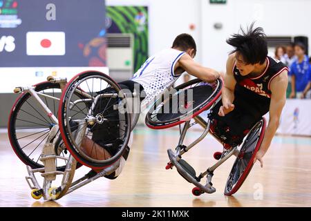 Phuket, Thaïlande. 14th septembre 2022. Renshi Chokai (JPN) basketball en fauteuil roulant : 2021 IWBF hommes U23 Championnat du monde de basketball en fauteuil roulant quart de finale match entre le Japon 64-43 Israël au complexe sportif de l'Université Prince of Songkla, campus de Phuket à Phuket, Thaïlande . Credit: AFLO/Alay Live News Banque D'Images