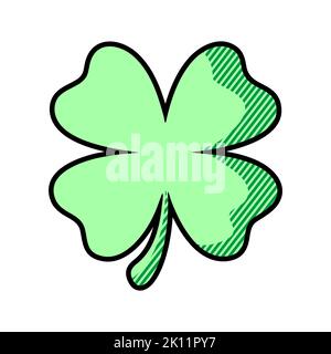 Icône de vecteur de trèfle shamrock vert. Symbole du jour de Saint-Patrick, symbole de feuille de leprechaun. Élément décoratif plat et isolé de trèfle Shamrock. Illustration du logo. Banque D'Images