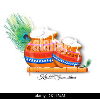 Une belle illustration du festival Dahi Handi de Shree Krishna Janmashtami. Illustration design Banque D'Images