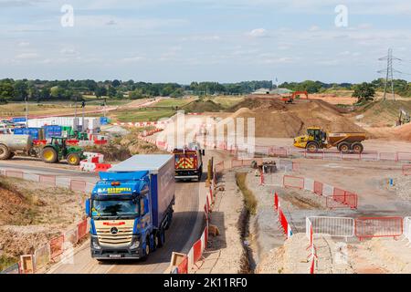 Construction du réseau ferroviaire HS2 à Waste Lane près de Berkswell, dans le Warwickshire. La vue est de travaux de construction en direction de Berkswell, photo prise du pont de Waste Lane. Banque D'Images