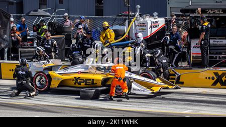 Monterey, Californie, États-Unis. 11th septembre 2022. A. le pilote de Team Penske, Scott McLaughlin, est à la ligne de la fosse pendant le Grand Prix Firestone du Championnat de Monterey. Le pilote Indy Wwill Power a remporté le championnat au circuit WeatherTech Laguna Seca Monterey, CA Thurman James/CSM/Alay Live News Banque D'Images