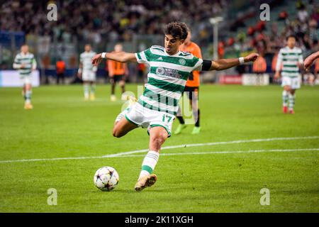Varsovie, Pologne. 14th septembre 2022. Joao Pedro Neves Filipe a été nommé Jota du Celtic FC en action lors du match de football du groupe F de la Ligue des champions de l'UEFA 2022/23 entre Shakhtar Donetsk et le Celtic FC au stade municipal de Legia Warsaw. Score final; Shakhtar Donetsk 1:1 Celtic FC. Crédit : SOPA Images Limited/Alamy Live News Banque D'Images