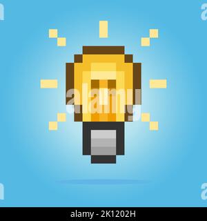 ampoule de pixel 8 bits. objet actif de jeu dans l'illustration vectorielle. Illustration de Vecteur