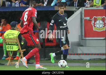 Joao Felix de l'Atletico Madrid pendant la Ligue des champions de l'UEFA, match de football du groupe B entre Bayer Leverkusen et Atletico Madrid sur 13 septembre 2022 à BayArena à Leverkusen, Allemagne. Photo de Laurent Lairys/ABACAPRESS.COM Banque D'Images