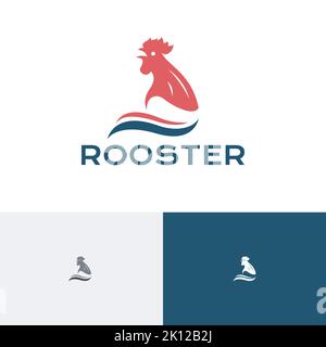 Logo Rooster crowing Chicken Food Animal Farm Illustration de Vecteur