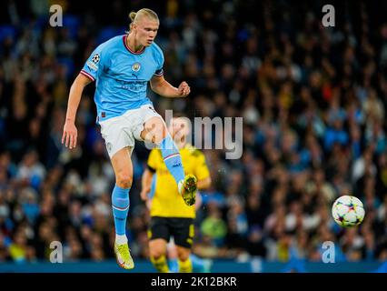 Manchester, Royaume-Uni 20220914.Erling Braut Haaland de Manchester City pendant le match de football de la Ligue des champions entre Manchester City et Borussia Dortmund au stade Etihad. Photo: Fredrik Varfjell / NTB Banque D'Images