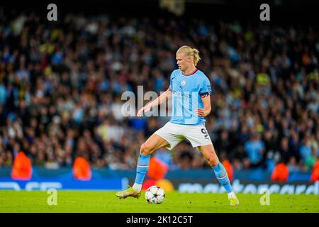 Manchester, Royaume-Uni 20220914.Erling Braut Haaland de Manchester City pendant le match de football de la Ligue des champions entre Manchester City et Borussia Dortmund au stade Etihad. Photo: Fredrik Varfjell / NTB Banque D'Images