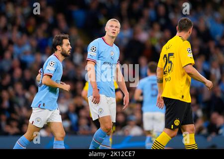 Manchester, Royaume-Uni 20220914.Erling Braut Haaland de Manchester City pendant le match de football de la Ligue des champions entre Manchester City et Borussia Dortmund au stade Etihad. Photo: Fredrik Varfjell / NTB Banque D'Images