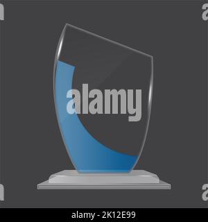 Trophée verre maquette. Maquette Vector Crystal 3D Banque D'Images