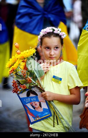 Manifestation en faveur de l'Ukraine à Paris, France sur 14 septembre 2022. Photo de Karim ait Adjedjou/ABACAPRESS.COM Banque D'Images