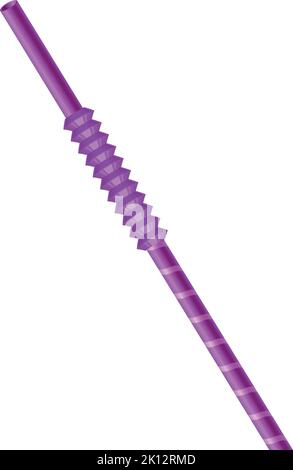 Paille de cocktail violette. Maquette plastique jetable réaliste Illustration de Vecteur